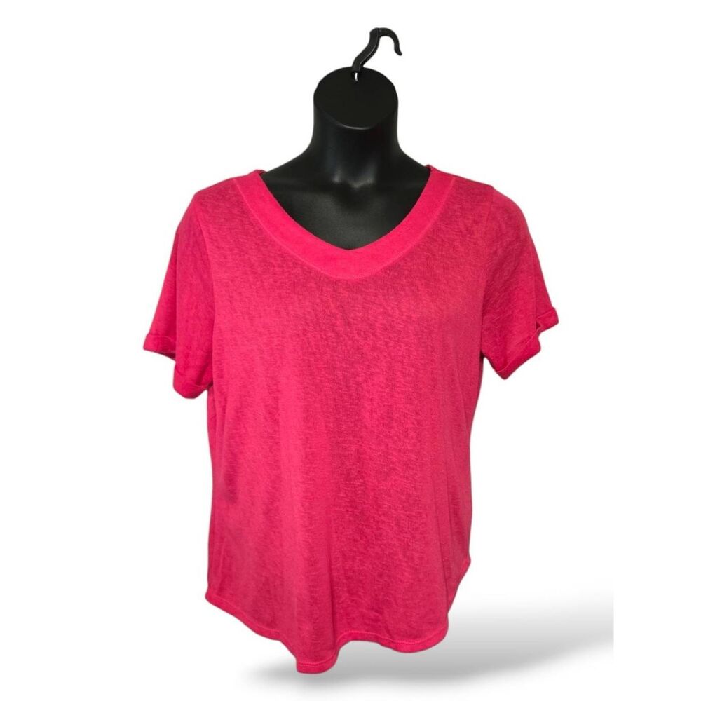 Coral Bay | Pink V-Neck Short Sleeve Textured Top - XL